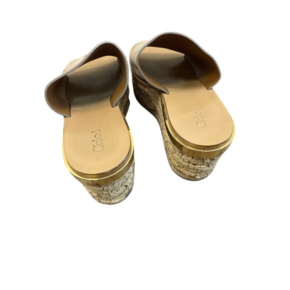 Chloe Cork Wedge Tan Suede Sz 39.5 - Picture 3 of 3